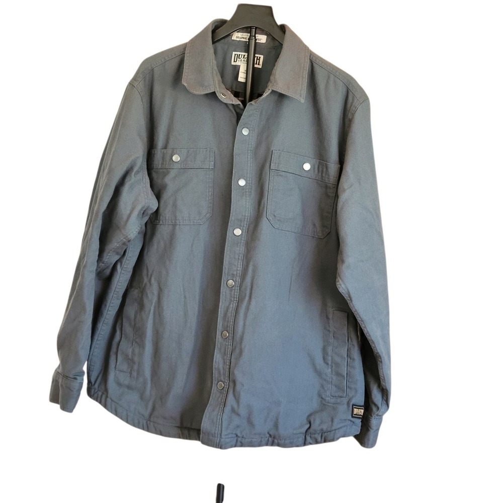 Duluth Trading Co Original Fire Hose Flannel Lined Shirt Jacket Blue Mens XL